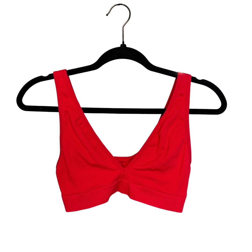 Victoria's Secret PINK Red Seamless Ribbed V-Neck Bralette Size M‎